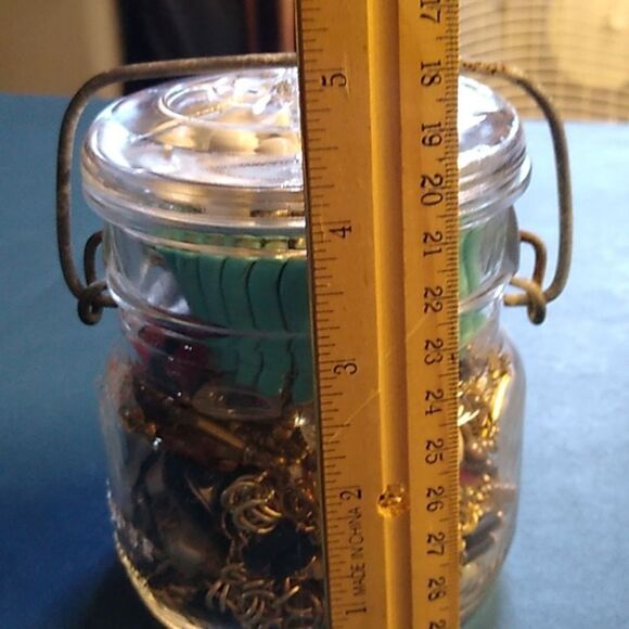 Vintage Ball Glass Jar with Assorted Jewelry - Picture 5 of 5